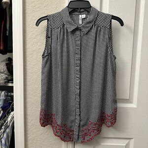 ELLE Gingham Sleeveless Button Up